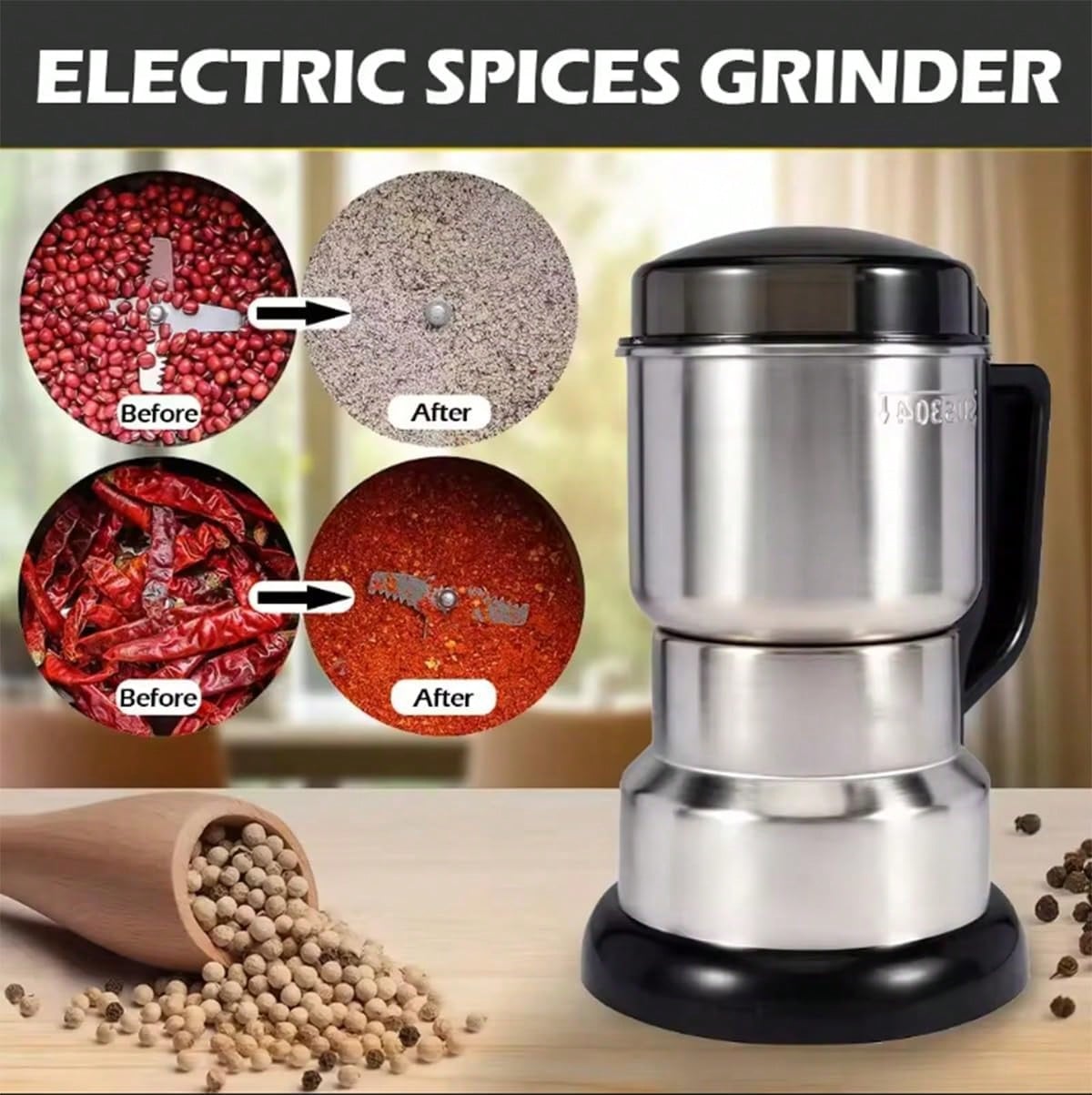 Coffee Bean Grinder Electric - Kaffeemühle, 300 W leistungsstarker Motor, elektrische